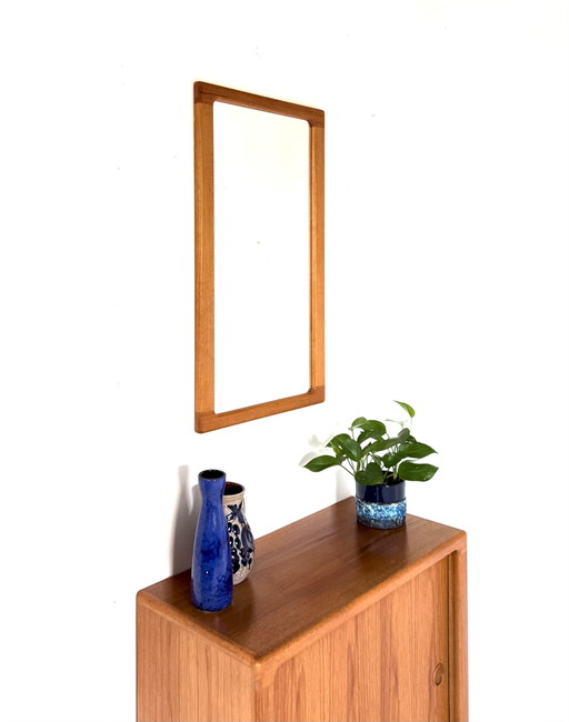 Vintage teakhouten spiegel, CFC Silkeborg ‘70