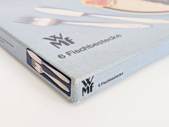 Image 1 of Service de couverts à poisson vintage WMF, 12 pièces, acier inoxydable, style années 1960, Allemagne