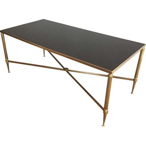 Mesa de centro vintage neoclásica de latón, Francia, 1940