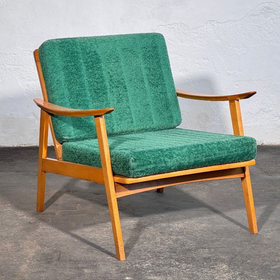 Image 1 of Groene spijlenfauteuil uit het midden van de 20e eeuw, jaren 60