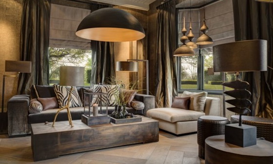 Image 1 of Half dome lamp Ø 90 cm – carbon, gold/anthracite – Duran Interiors