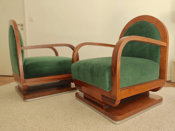 Image 1 of Pair of art deco armchairs