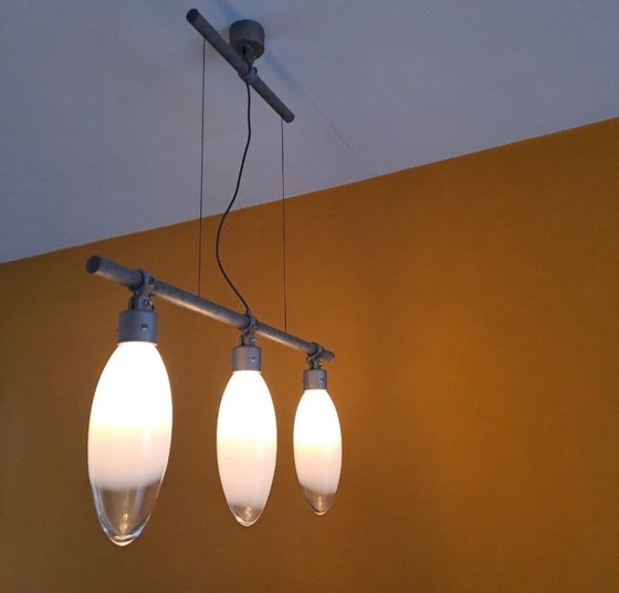 Image 1 of Rob Nollet design lamp - industrial with white glass shades