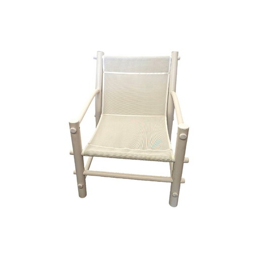 Vintage Wit Gelakte PVC Buis Lounge Tuinstoel, Jaren 70 – kuipstoelen, Other