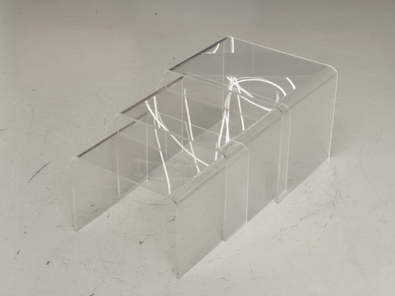 Image 1 of Space Age 3er Set Plexiglas Satztische / Beistelltische, 1970er Jahre 