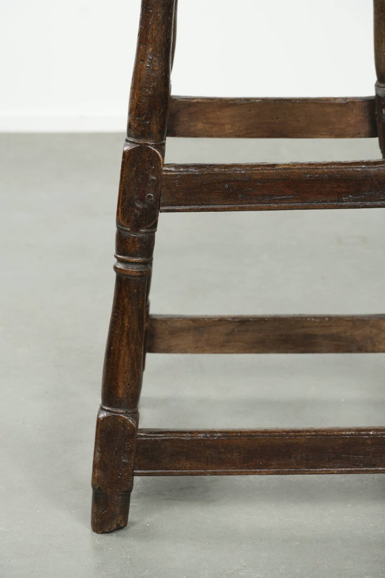 Image 1 of Unique tall antique English oak stool/joint stool from the 18th century