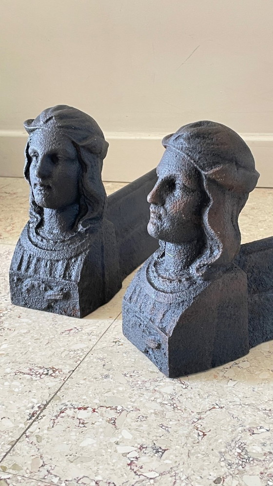 Image 1 of Paire de CHENETS Anciens Fonte d'Acier VINTAGE