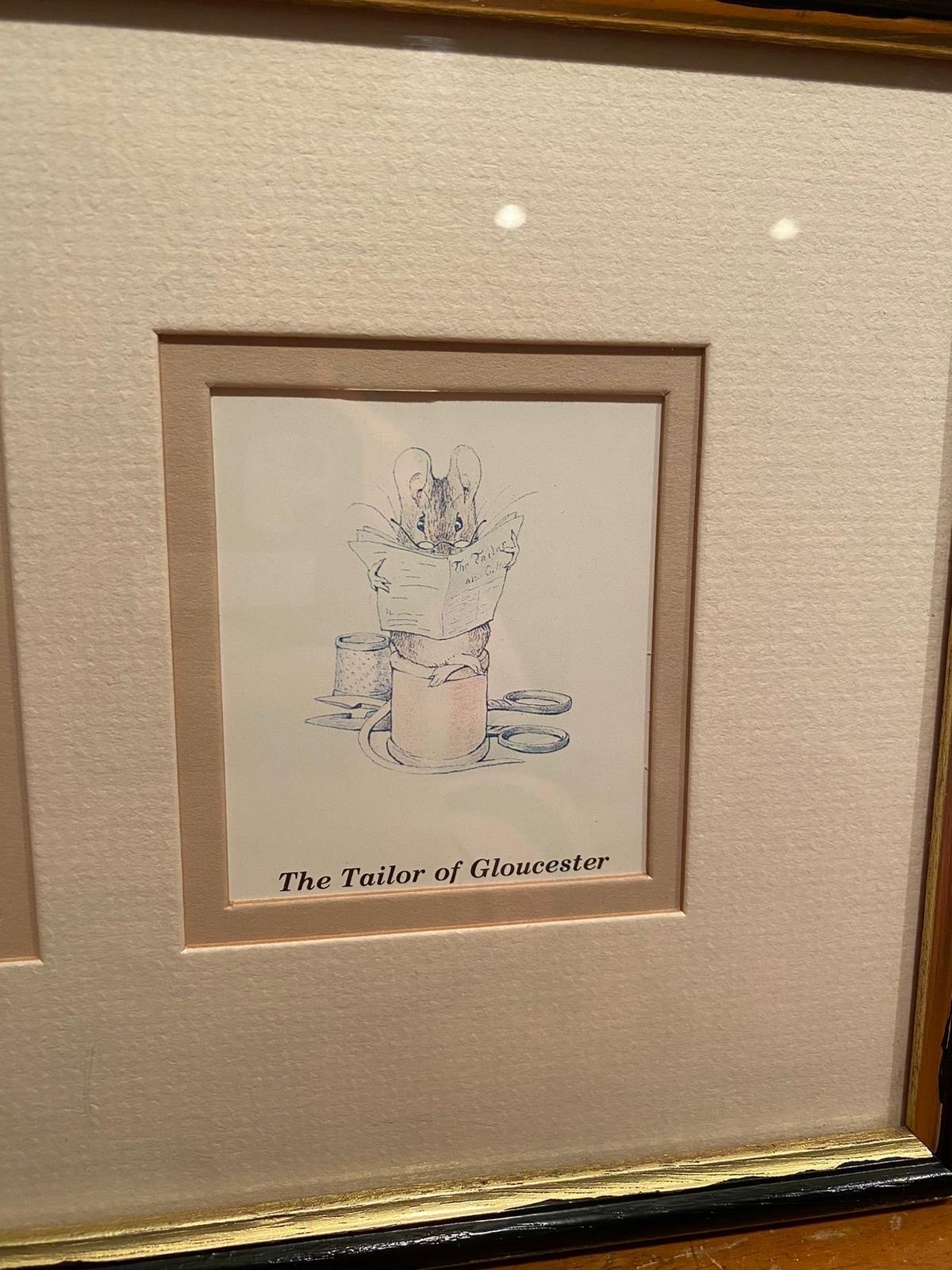Beautiful original vintage frame 4 drawings Beatrix Potter from