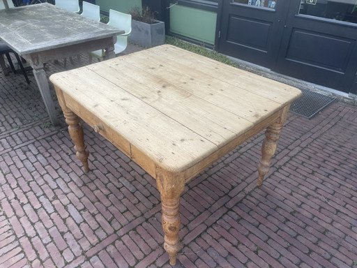 Table de salle à manger en pin antique – eettafels, Wood