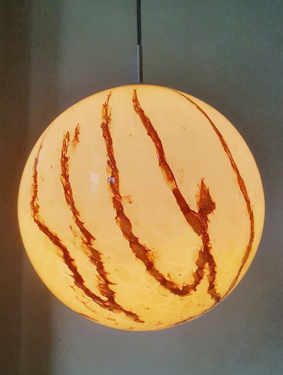 Image 1 of Art Deco vintage pendant lamp made of marbled glass