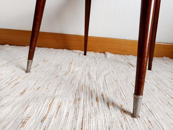 Image 1 of 2x vintage faux leather chairs with compass legs