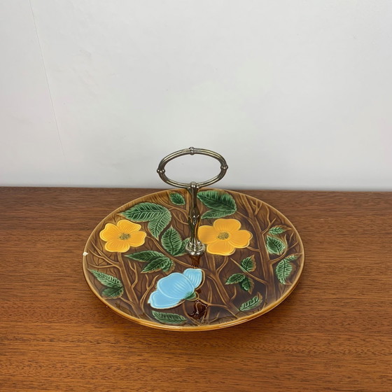 Image 1 of Barbotine Server / Tablett, Sarreguemines, 1950