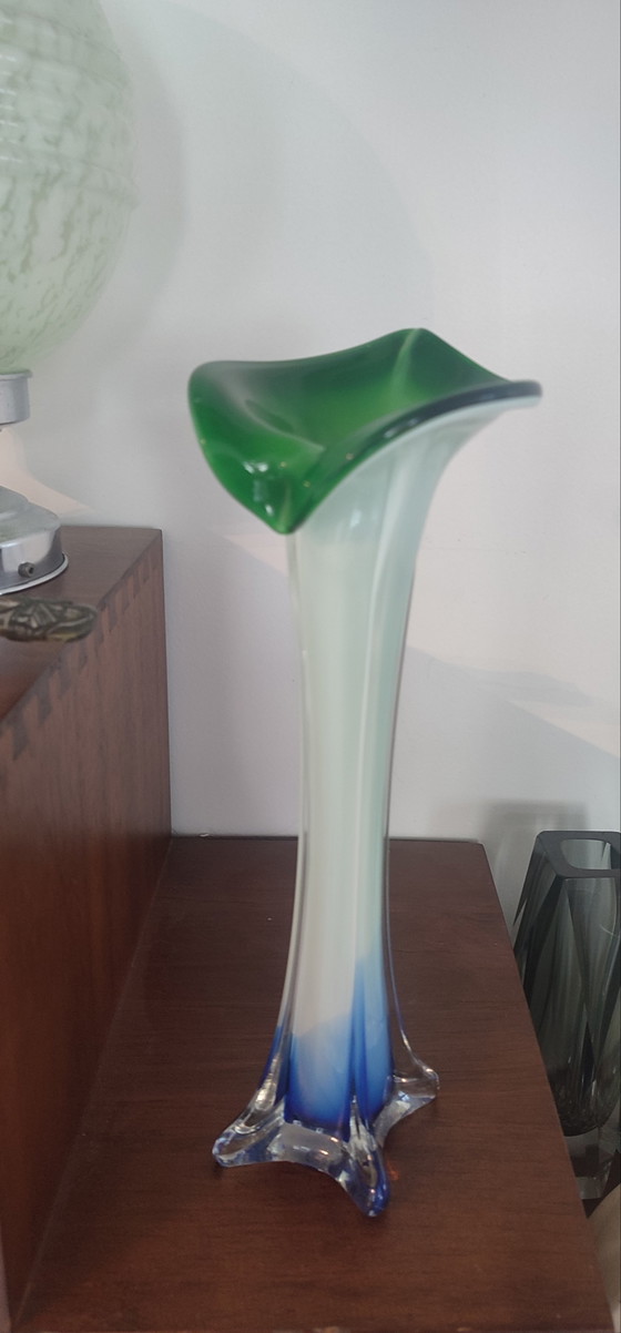 Image 1 of Soliflore vase "Incamiciato" Italian blown glass.