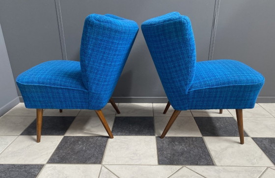 Image 1 of Set van 2 cocktailstoelen, blauw, jaren 60.