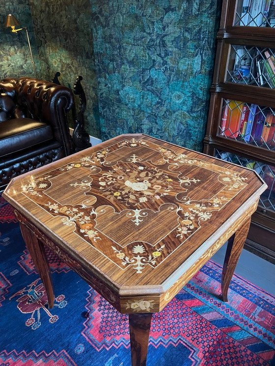 Image 1 of Tavolo multigioco intarsiato italiano di metà secolo in noce e mogano, c. 1960