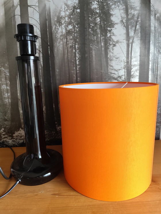 Image 1 of Vintage tafellamp in Space Age-stijl, oranje gerookt glas, Zweden, jaren 70.