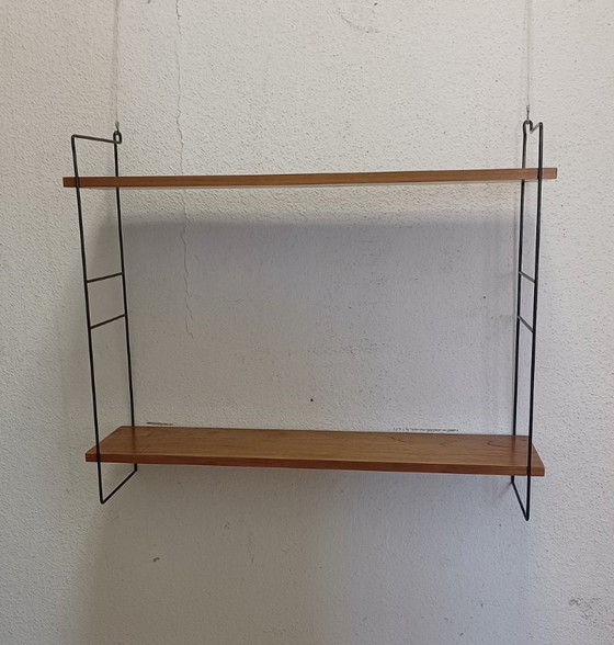 Wandregal aus den Fünfzigerjahren mit zwei Ablagen – Metal, Wood (photo 5 of 8)