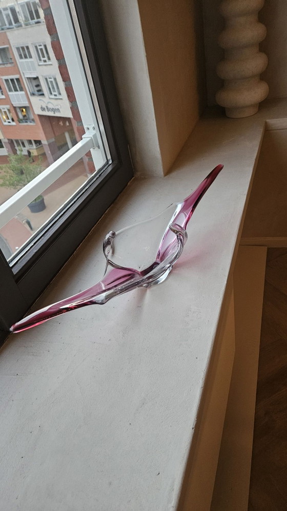 Val Saint Lambert Schale, Schalen, Kristall, Glas, Rosa (Foto 2 von 5)