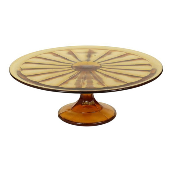Image 1 of Piatto da torta Art Déco color ambra
