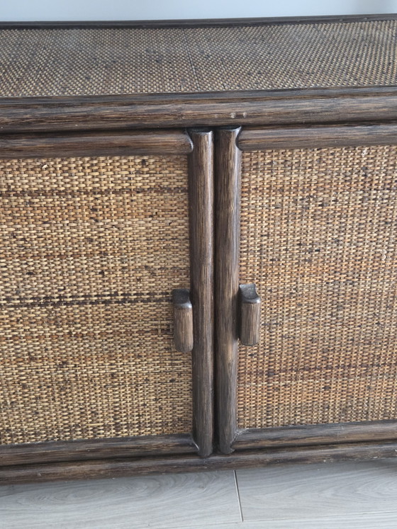 Ensemble buffet bas et étagère vintage années 70 - 80 – Commodes, Rattan (photo 5 of 6)
