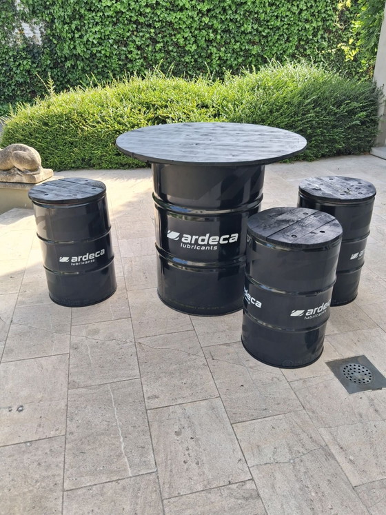 Bar set made from oil barrels – Barstools, Metal, Wood (photo 2 of 5)