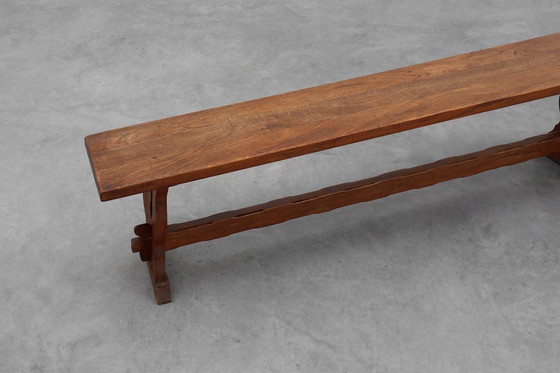 Image 1 of Rustikale Eichenbank mit schöner Patina, Frankreich um 1900