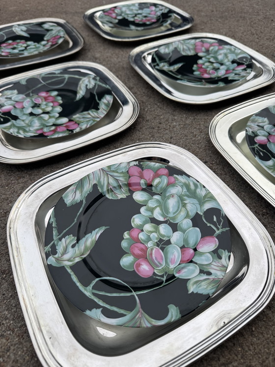 Image 1 of Piattini in metallo argentato degli anni '80