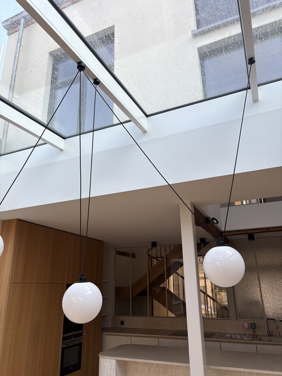 Image 1 of SUSPENSION, LES ACROBATES DE GRAS N°325, OPALINE, Ø25CM, H25CM - DCW ÉDITIONS PARIS