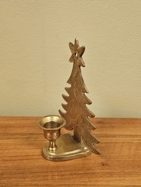 Image 1 of chandelier vintage en laiton en forme de sapin de Noël