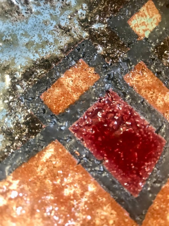 Image 1 of Piatto brutalista degli anni '60 in ceramica, fatto a mano, vide poches