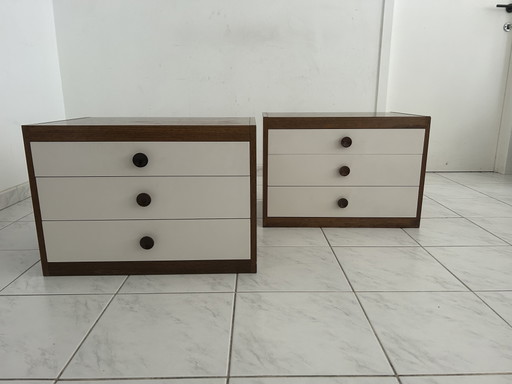 Set von Vintage-Nachttischen aus Wengeholz