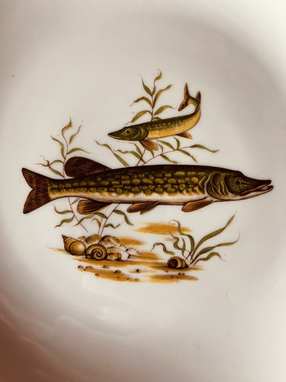 Image 1 of Ensemble de 6 assiettes à poissons d'eau douce de Limoges