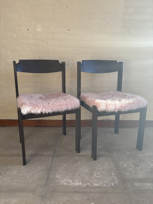 Stoel met fluffy bekleding - bruin/roze 