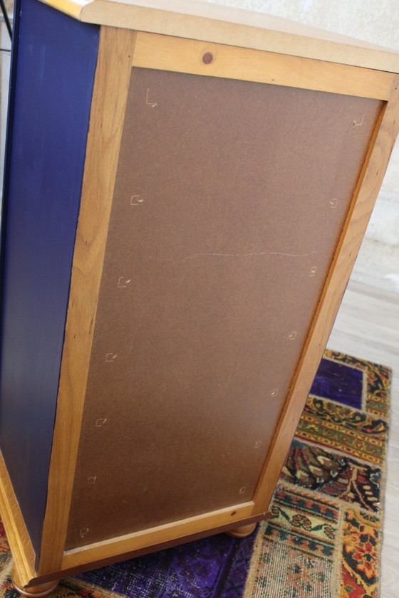 Image 1 of VINTAGE 7-DRAWER MIDNIGHT BLUE WARDROBE 1960 FRANCE