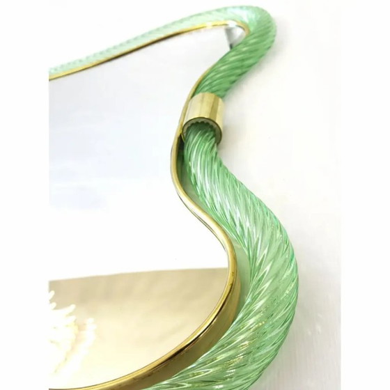 Image 1 of Italian Luxury Green Weathered Murano Glass Mirror with Gold Leaf Torchon – Simoeng