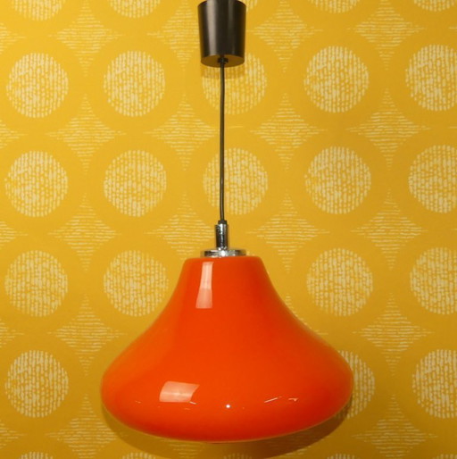Deckenlampe 70er Jahre orange Überfang Glas Lampe pop art