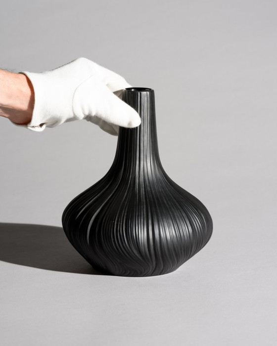 Image 1 of Rosenthal Porcelaine Noire “Plissée” Curated Duo by Martin Freyer Matte Black