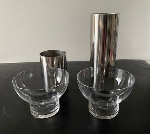 Georg Jensen, Danimarca, 2 candelabri "Olympia", anni '80