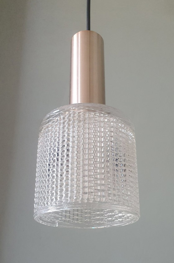 Image 1 of Lampada a sospensione vintage Philips in vetro stile Mid Century - color ottone