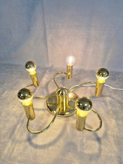 Lampadario da soffitto Honsel a 5 luci in ottone, attacco E14, stile moderno vintage – Testato