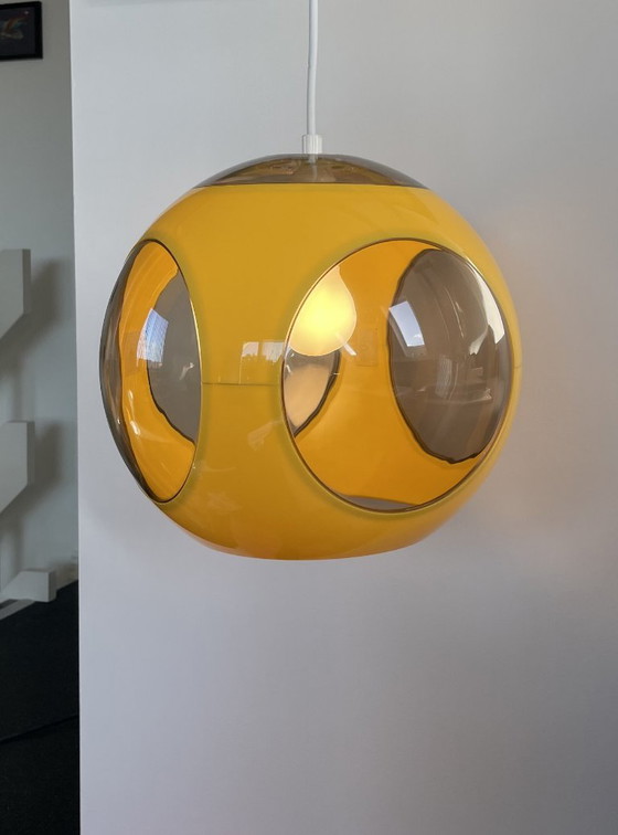 Space Age Lamp Massive Bug Eye, Ball Model Yellow, Vintage, Retro, Pendant lamps, Plastic (photo 10 of 10)