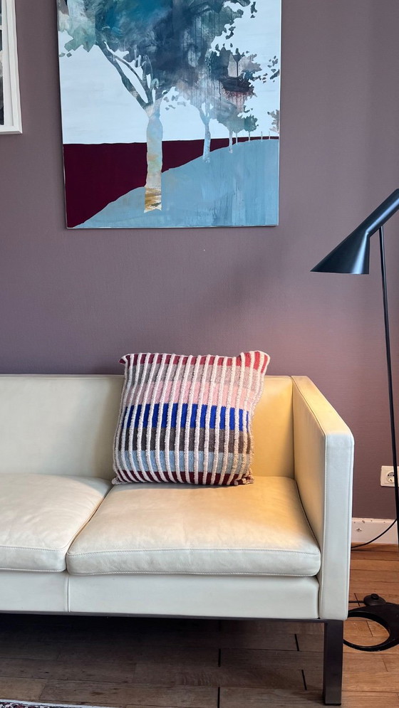 Erik Jørgensen EJ50 3-Sitzer Ledersofa – Eierschalenweiß – Metall (photo 2 of 6)