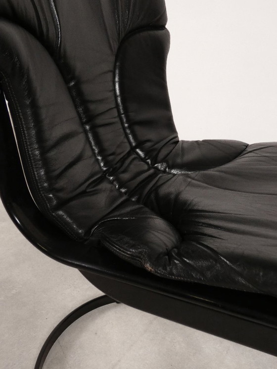 Image 1 of Willy Rizzo - Sillas de comedor de cuero negro - Cidue Italia