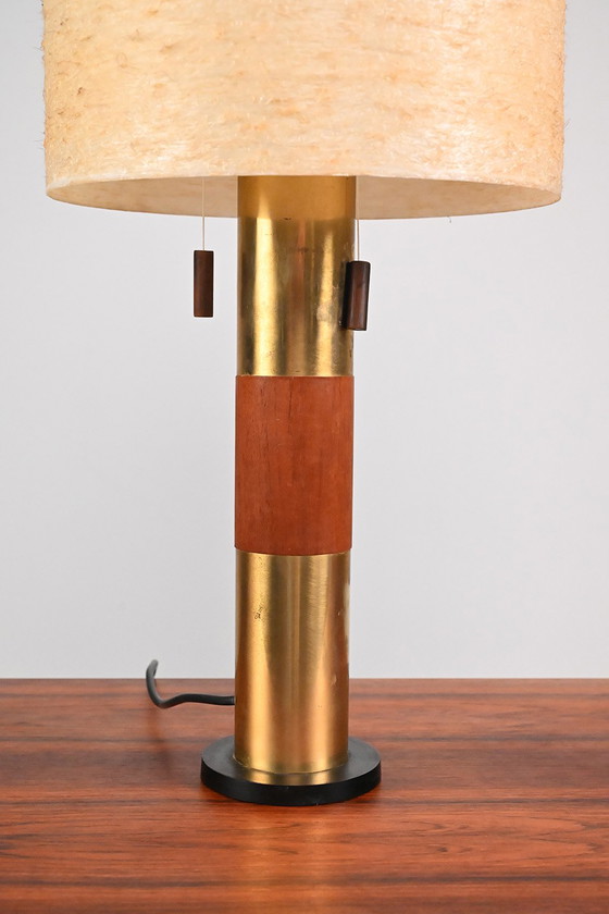 Image 1 of Lampada da tavolo in teak e ottone
