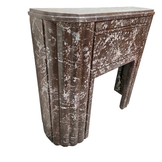Image 1 of French Art Deco faux marble mantelpiece, circa 1920