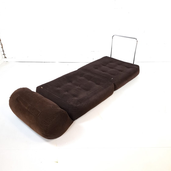 Image 1 of Poltrona vintage anni '70 in velluto a coste marrone/cromato