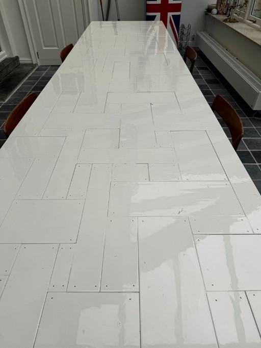 Geweldig grote witte sloophout Piet Hein Eek tafel