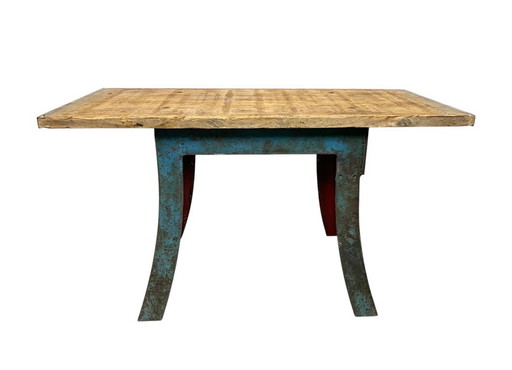 Tavolo da officina industriale blu, anni '60