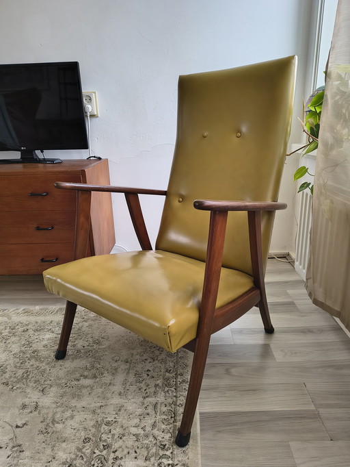 Poltrona di metà secolo | anni '60 | pelle e teak