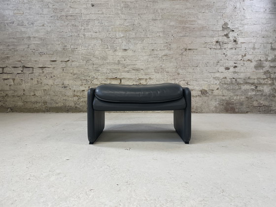 Image 1 of De Sede DS 61 Bank met poef grijs leer vintage